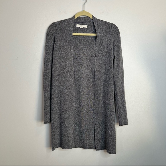 LOFT Open Front Gray Classic Mid Length Cardigan size XS - Picture 2 of 11